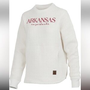 PRESSBOX ARKANSAS RAZORBACKS WOMENS IVORY CHAMPAGNE CREW SWEATSHIRT Size XL